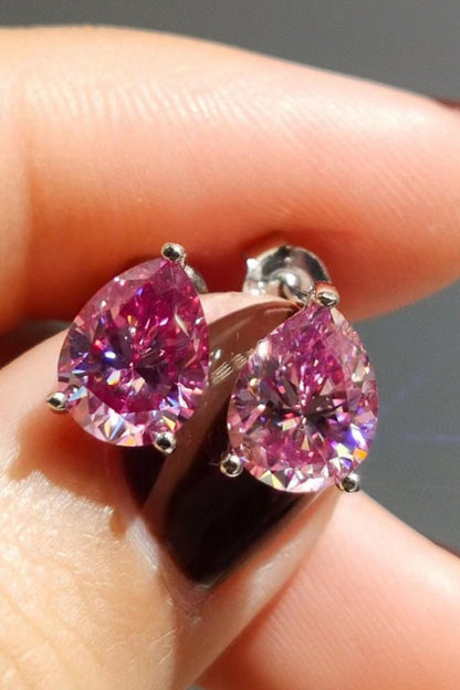 2 Carat Teardrop Moissanite Platinum-Plated Stud Earrings-Nordavory