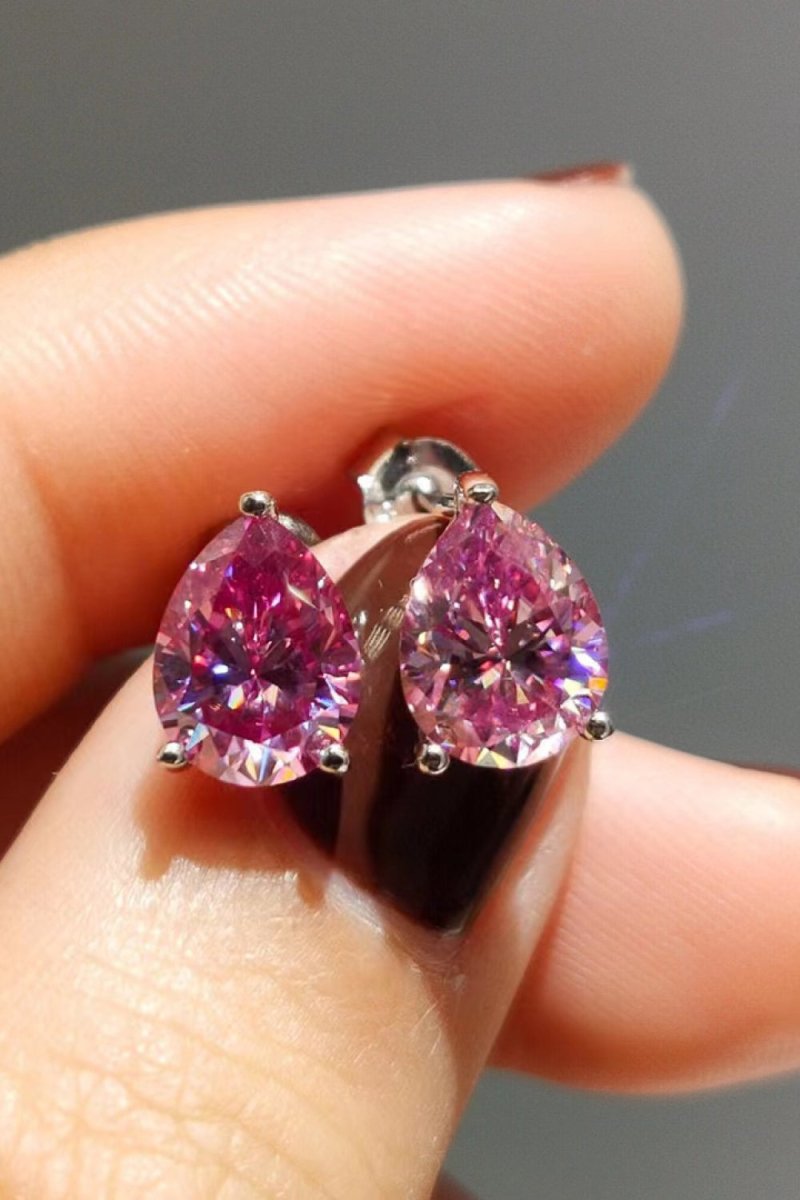 2 Carat Teardrop Moissanite Platinum-Plated Stud Earrings-Nordavory