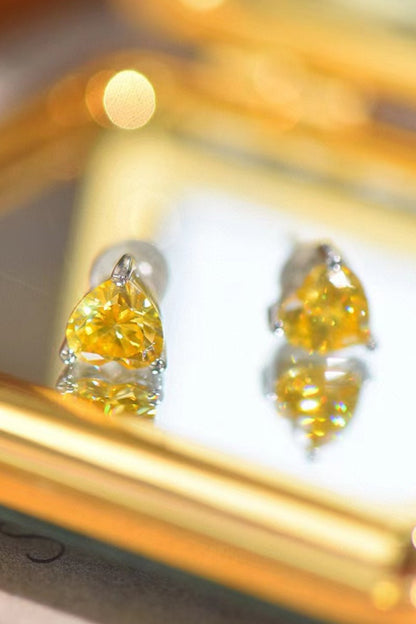 2 Carat Yellow Heart Moissanite Platinum-Plated Earrings-Nordavory