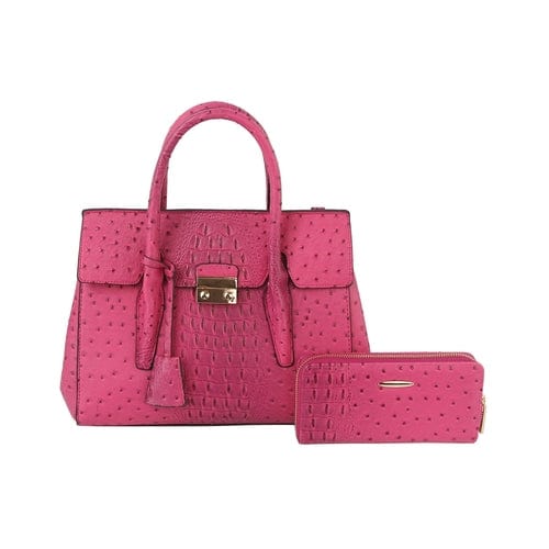 2 in 1 crocodile texture matching top handle bag and purse set - Nordavory