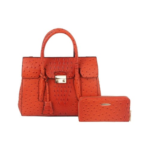 2 in 1 crocodile texture matching top handle bag and purse set - Nordavory