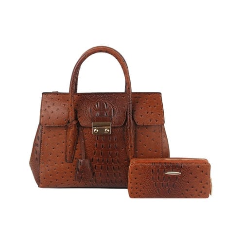2 in 1 crocodile texture matching top handle bag and purse set - Nordavory