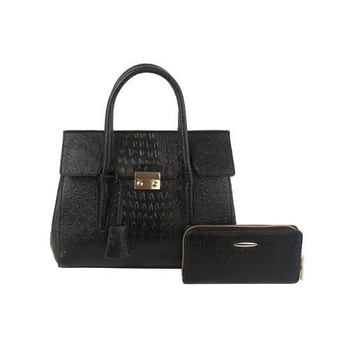 2 in 1 crocodile texture matching top handle bag and purse set - Nordavory