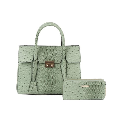 2 in 1 crocodile texture matching top handle bag and purse set - Nordavory