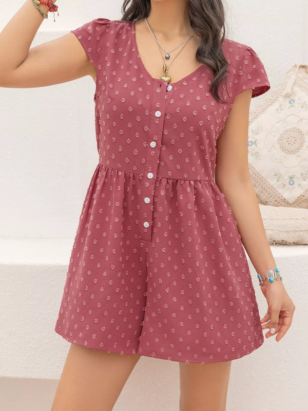 Swiss Dot Cap Sleeve Romper-Nordavory