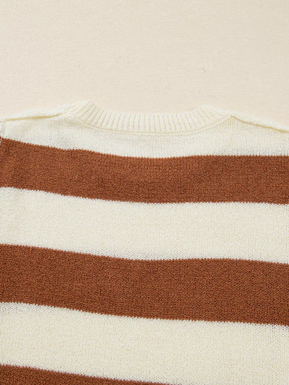 Stripe Drop Shoulder Sleeve Patchwork Baggy Sweater-Nordavory