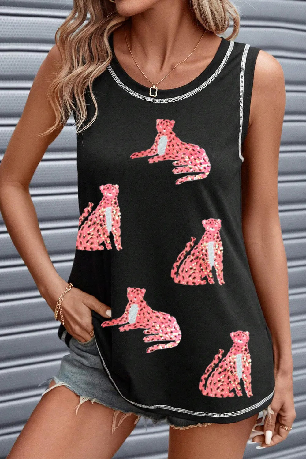 Leopard Round Neck Tank-Nordavory