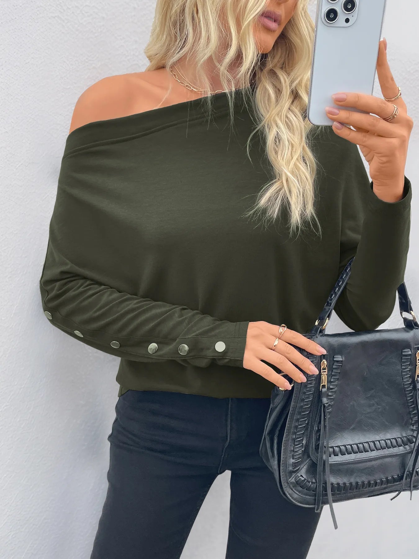 Single Shoulder Long Sleeve T-Shirt-Nordavory