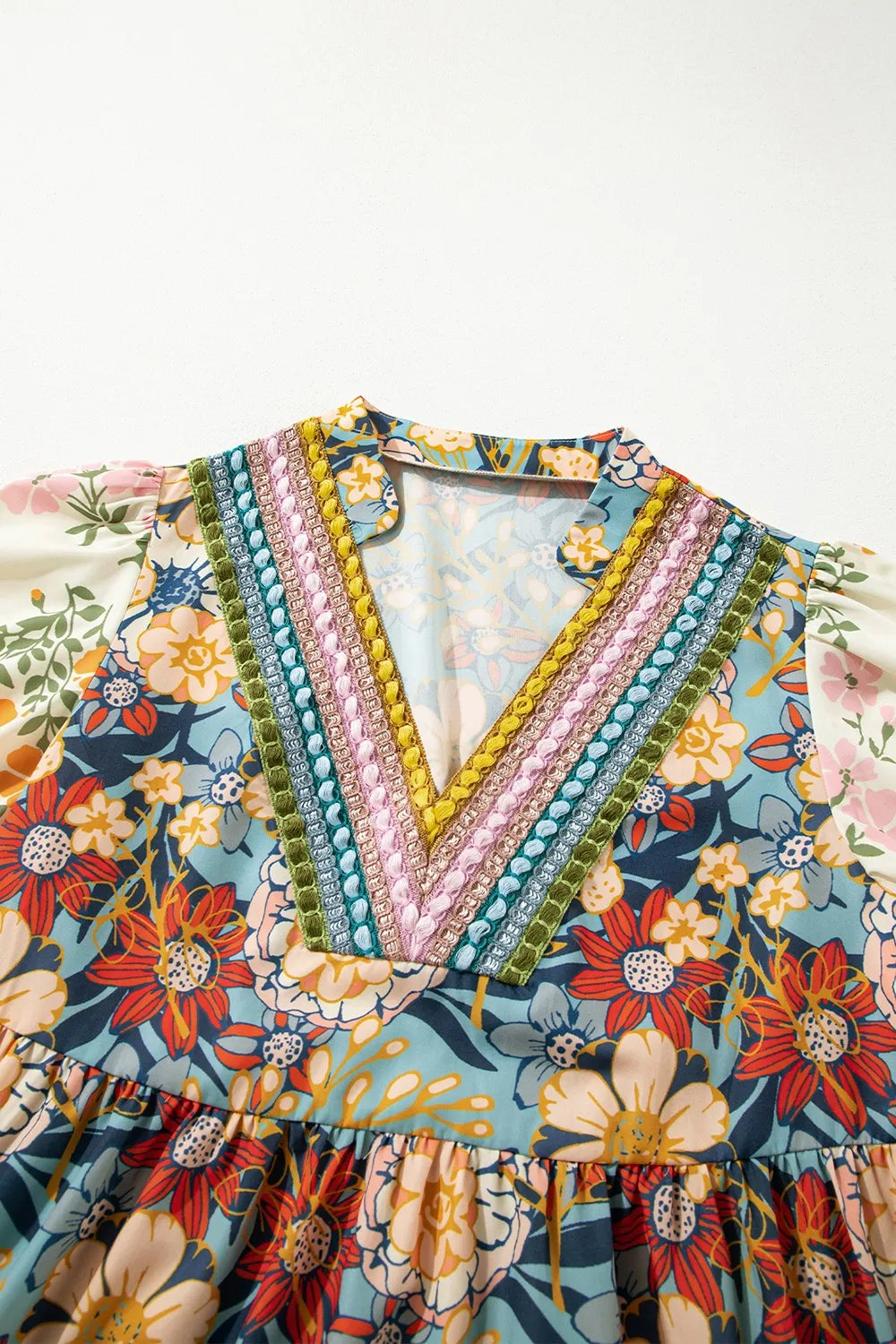 Printed Notched Flounce Sleeve Mini Dress-Nordavory