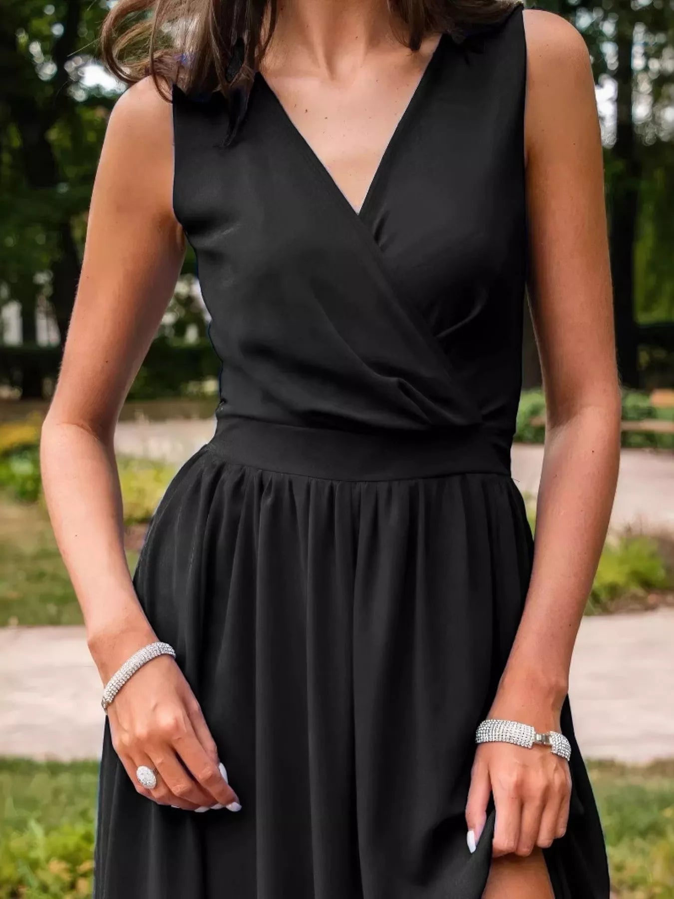 Slit Surplice Sleeveless Maxi Dress-Nordavory
