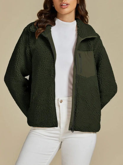 Zip Up Long Sleeve Plush Jacket-Nordavory