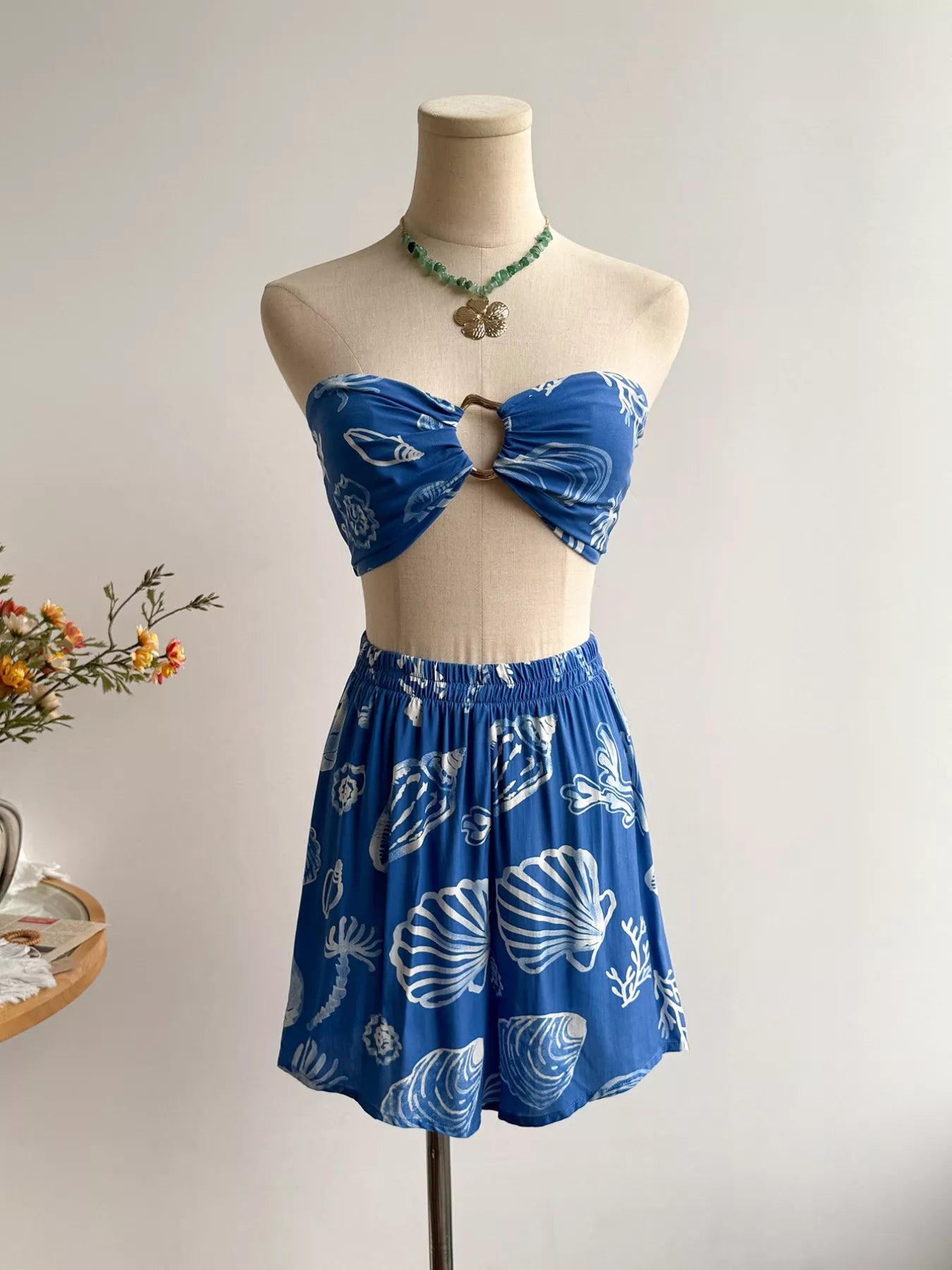 Seashell Print 3-Piece Summer Set-Nordavory