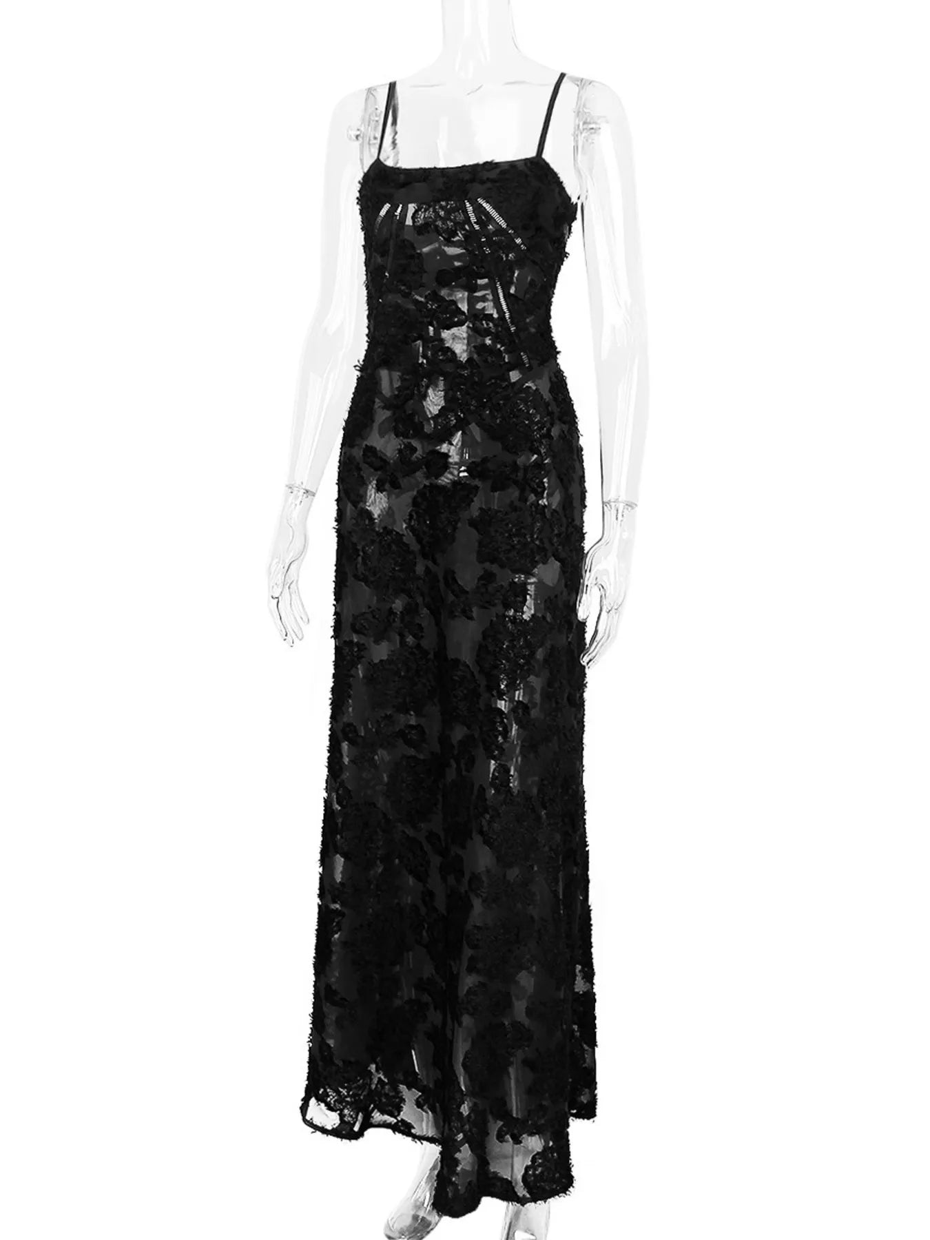 Lace Spaghetti Strap Maxi Dress-Nordavory