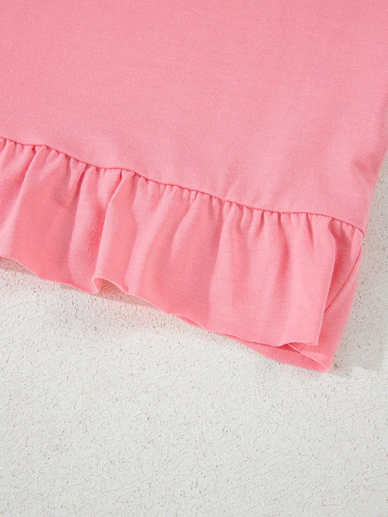 Ruffle Hem Round Neck Relaxed T-Shirt-Nordavory