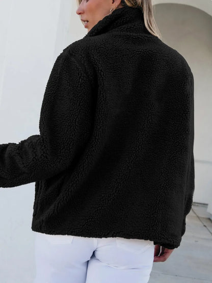 Zip Up Long Sleeve Plush Jacket-Nordavory