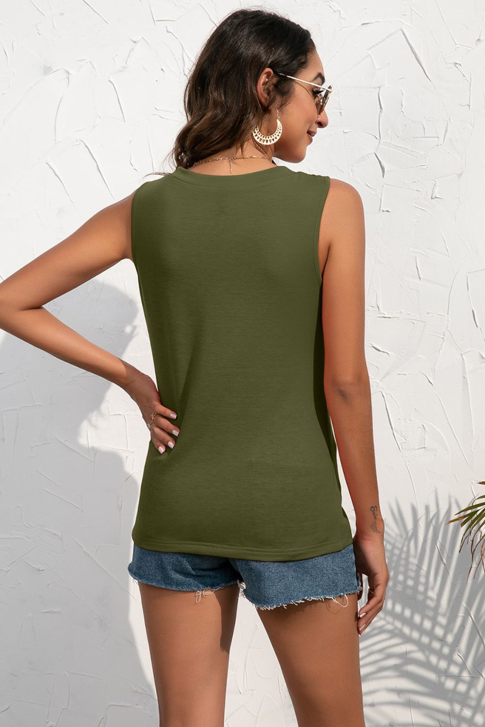 Ivy Lane Buttoned Deep V Tank-Nordavory