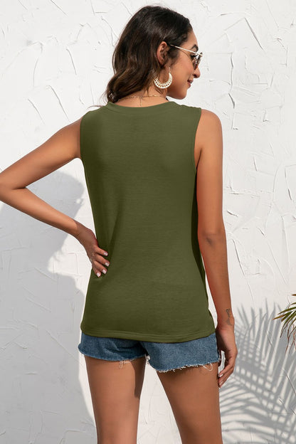 Ivy Lane Buttoned Deep V Tank-Nordavory