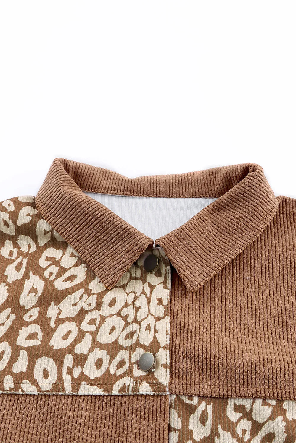 Leopard Button Up Drop Shoulder Jacket-Nordavory