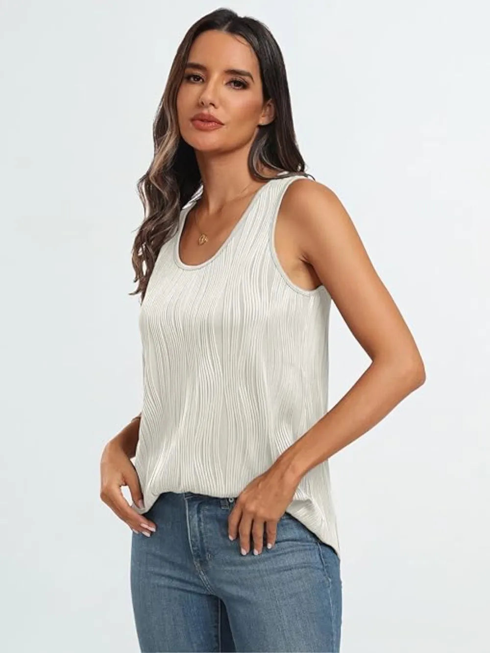 Round Neck Wide Strap Tank-Nordavory