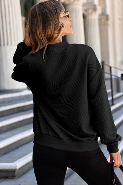 Texture Zip Up Baseball Collar Long Sleeve Jacket-Nordavory
