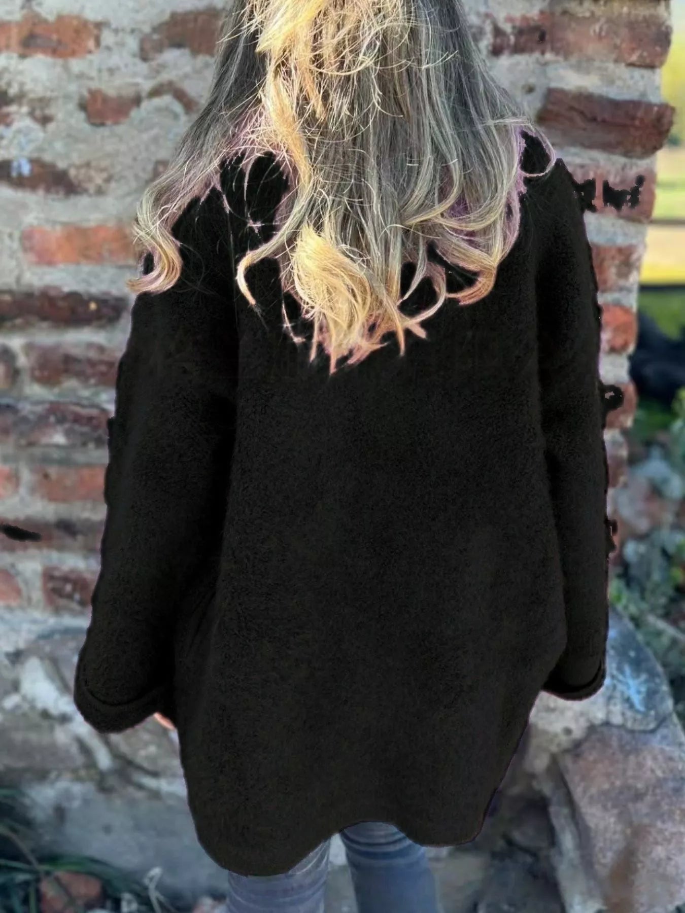 Open Front Long Sleeve Fluffy Jacket-Nordavory