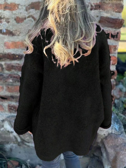 Open Front Long Sleeve Fluffy Jacket-Nordavory