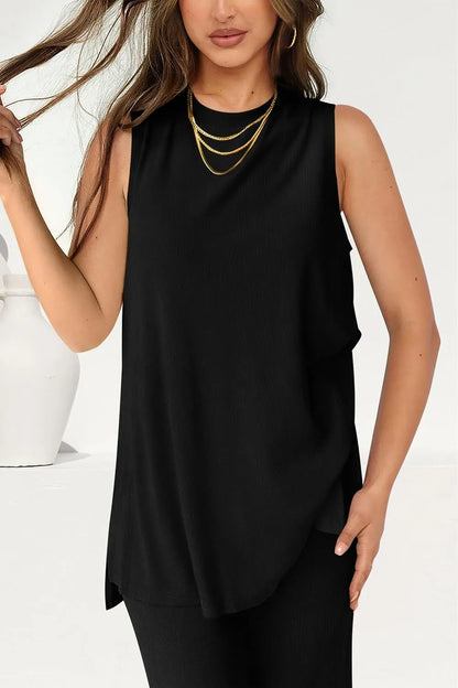 Round Neck Tank and Pants Set-Nordavory