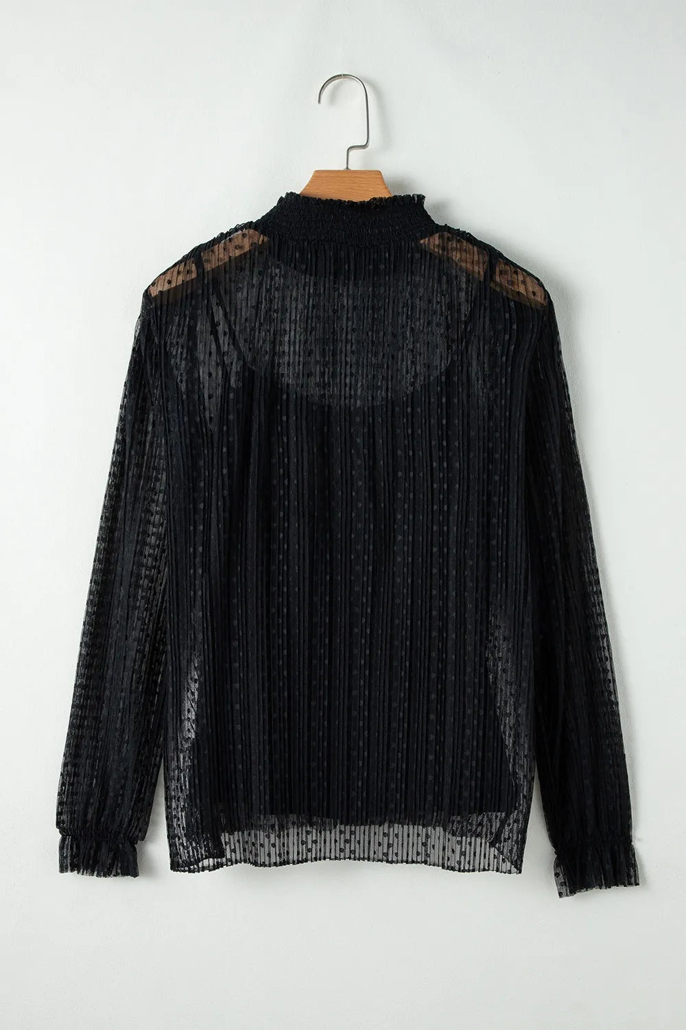cami and Lace Sheer Mock Neck Long Sleeve Blouse-Nordavory