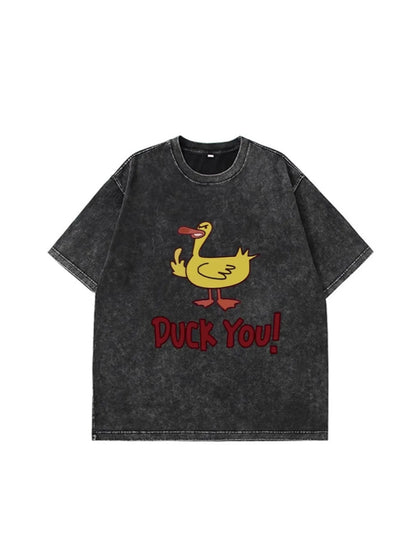 Duck Graphic Oversized Round Neck T-Shirt-Nordavory