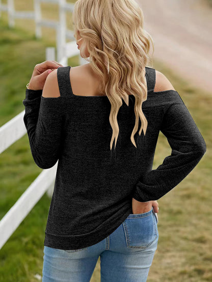 Full Size Cutout Cold Shoulder Blouse-Nordavory