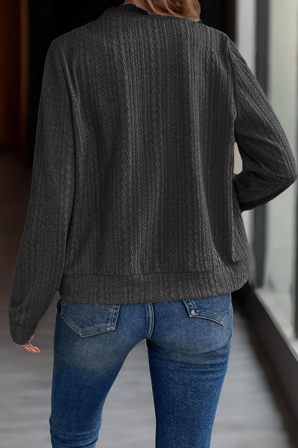 Baseball Collar Zip Up Long Sleeve Jacket-Nordavory
