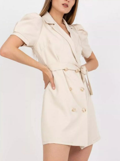 Blazer Style Tie Waist Mini Dress-Nordavory