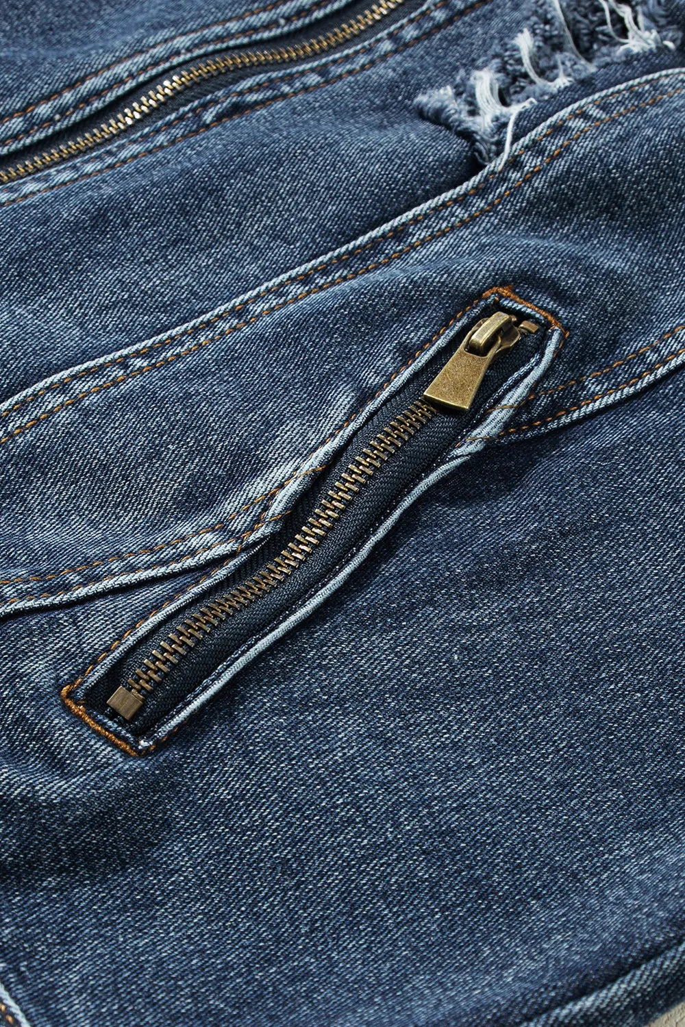 Fake Two-Piece Hooded Zip-Up Denim Jacket-Nordavory