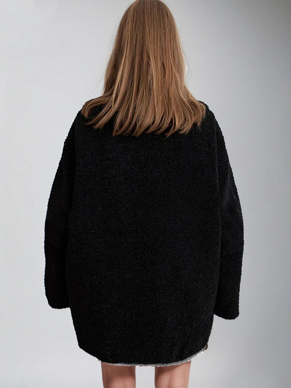 Zip Up Turtleneck Long Sleeve Plush Jacket-Nordavory