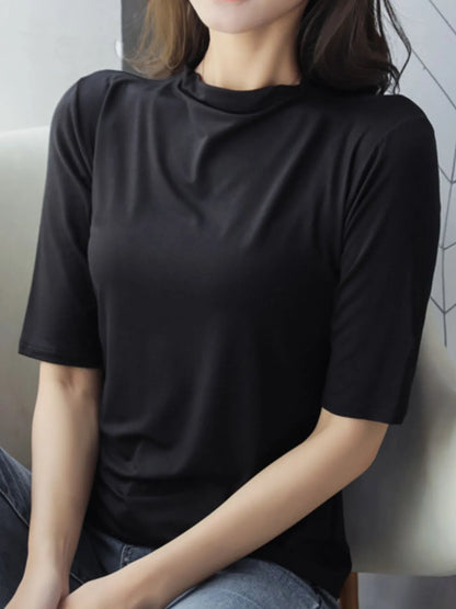 Solid Color Short Sleeve T-Shirt-Nordavory