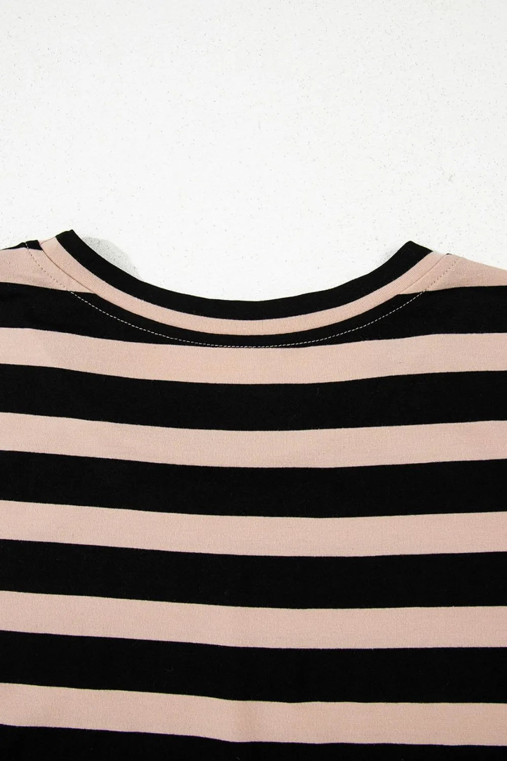 Stripe Casual Round Neck Tee Dress with Pockets-Nordavory