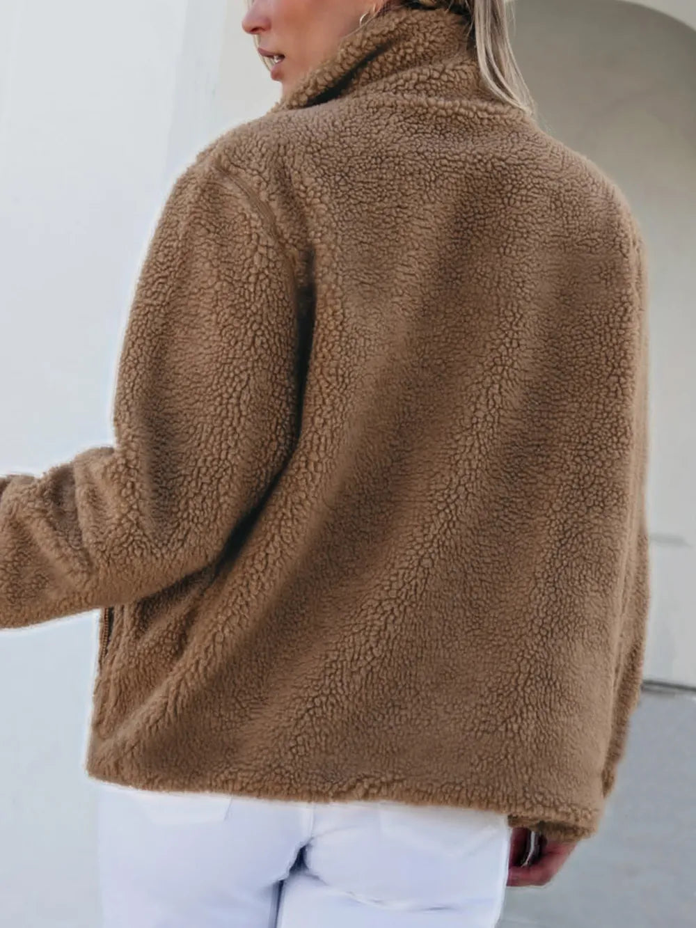 Zip Up Long Sleeve Plush Jacket-Nordavory