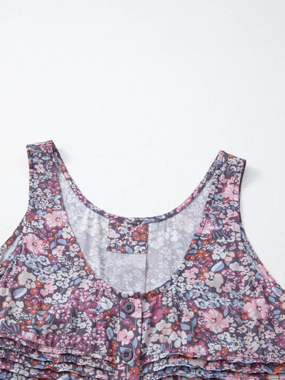 Floral Print Button Front Tank Top-Nordavory