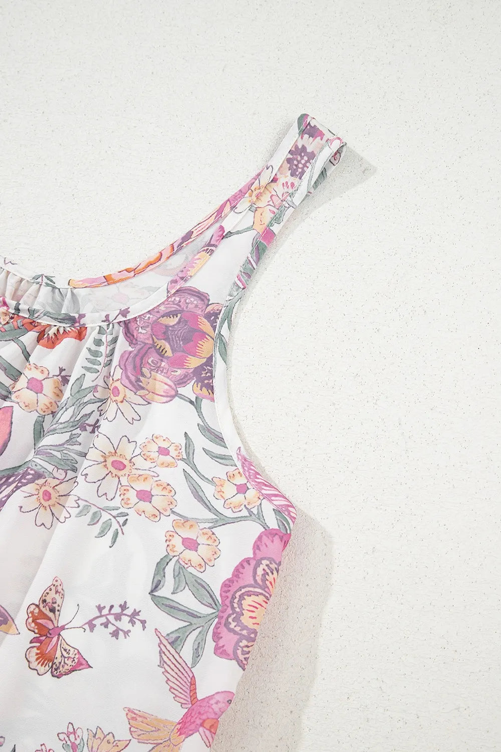 Multicolour Floral Tie Neck Sleeveless Mini Dress-Nordavory