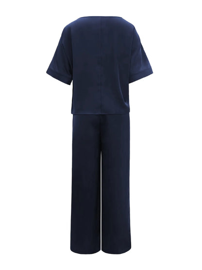 Round Neck Top and Pants Set-Nordavory