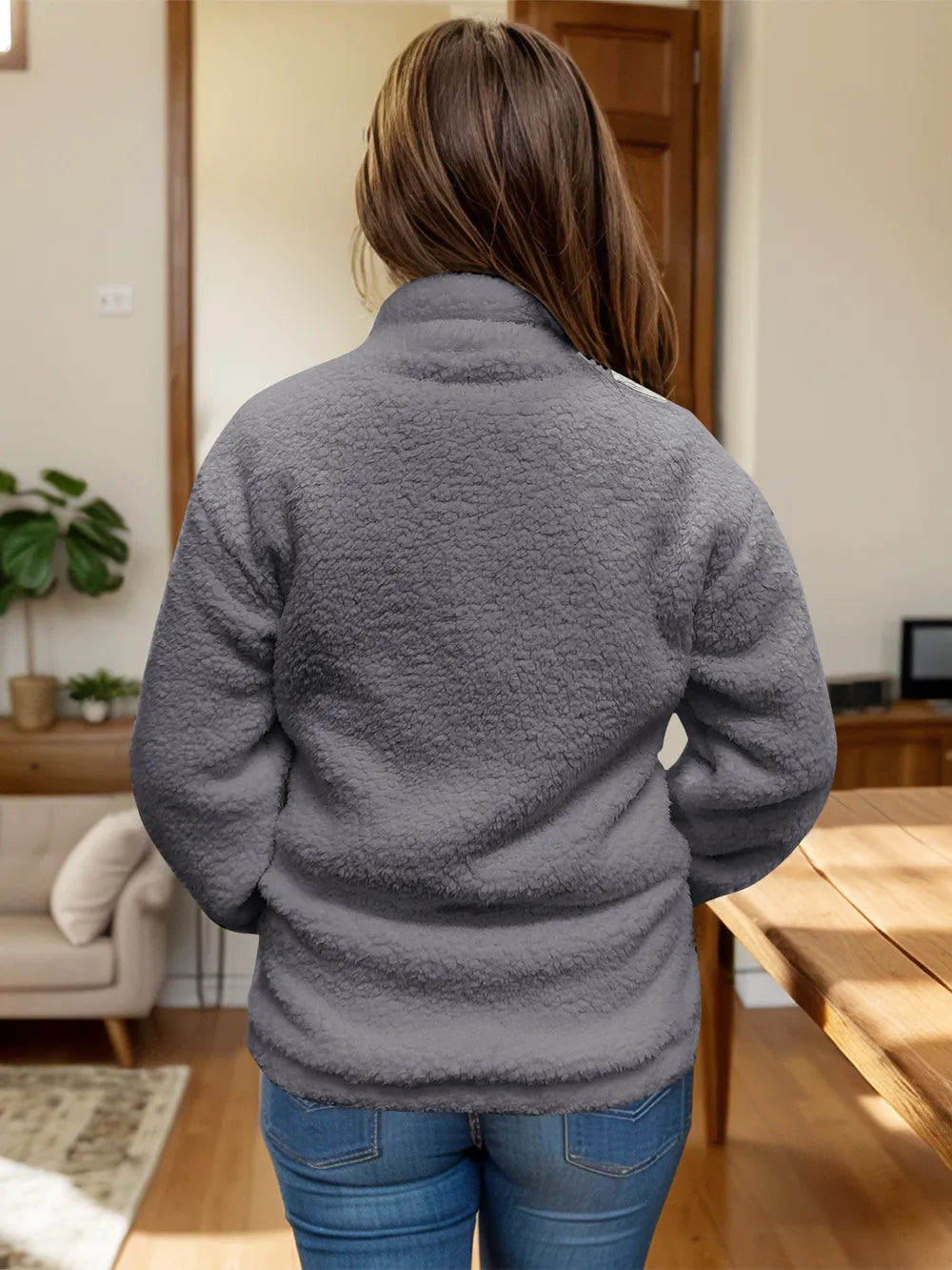 Full Size Turtleneck Zip Up Long Sleeve Sherpa Jacket-Nordavory