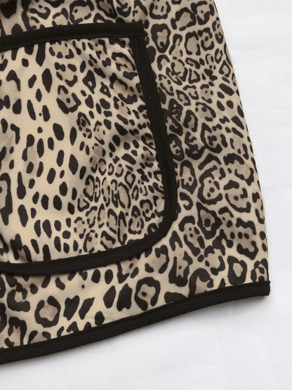 Perfee Leopard Open Front Long Sleeve Jacket-Nordavory