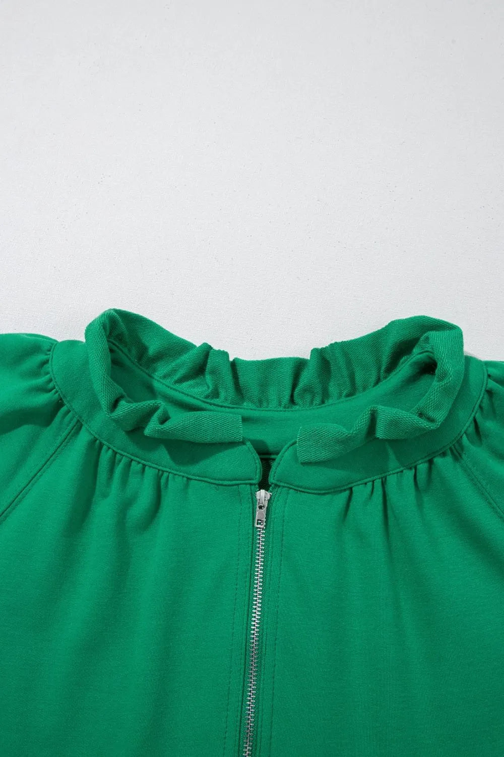 Frill Zip Front Puff Sleeve Top and Skort Set-Nordavory