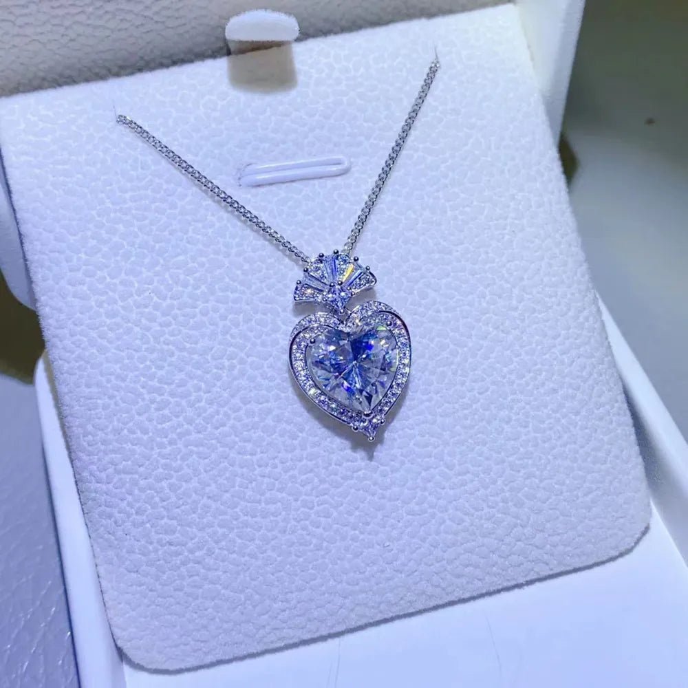 3 Carat Moissanite 925 Sterling Silver Heart Pendant Necklace-Nordavory