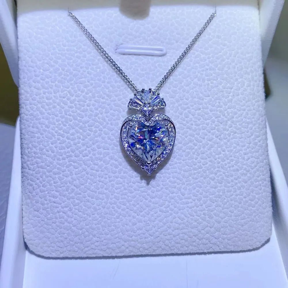 3 Carat Moissanite 925 Sterling Silver Heart Pendant Necklace-Nordavory