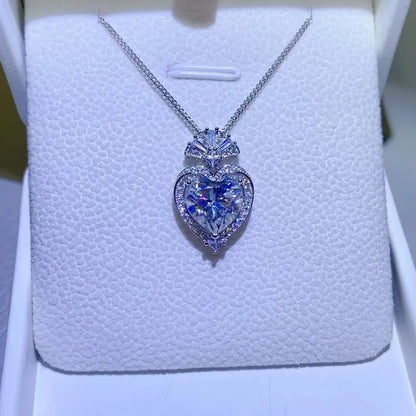 3 Carat Moissanite 925 Sterling Silver Heart Pendant Necklace-Nordavory