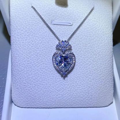 3 Carat Moissanite 925 Sterling Silver Heart Pendant Necklace-Nordavory