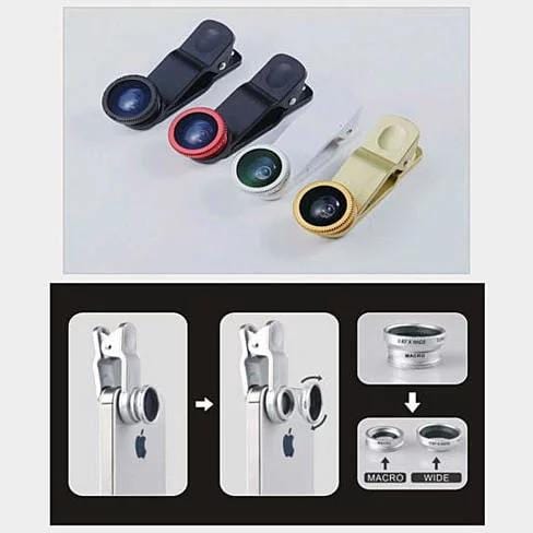 3 - in - 1 Universal Clip on Smartphone Camera Lens - 6 Colors - Nordavory