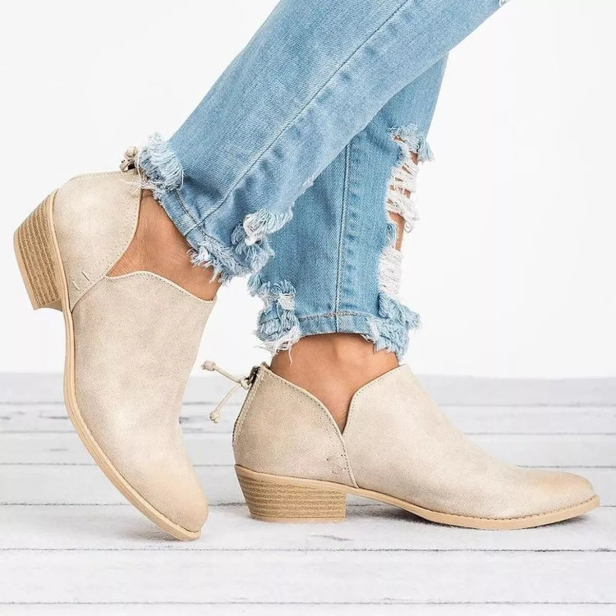 Point Toe Block Heels Boots-Nordavory