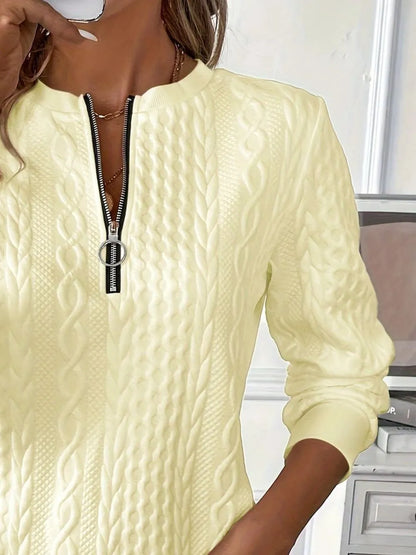 Texture Half Zip Long Sleeve Sweatshirt-Nordavory